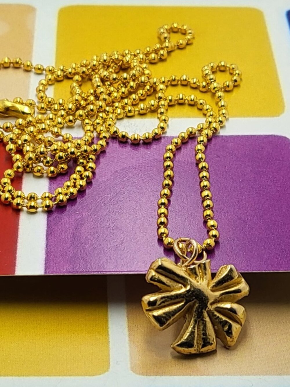 Necklace with vintage Todd Oldham Buttons 90s 24K Gold